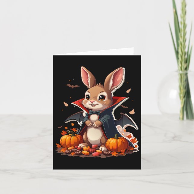 Vampire Bunny Costume Funny Halloween Kort (Framsida)