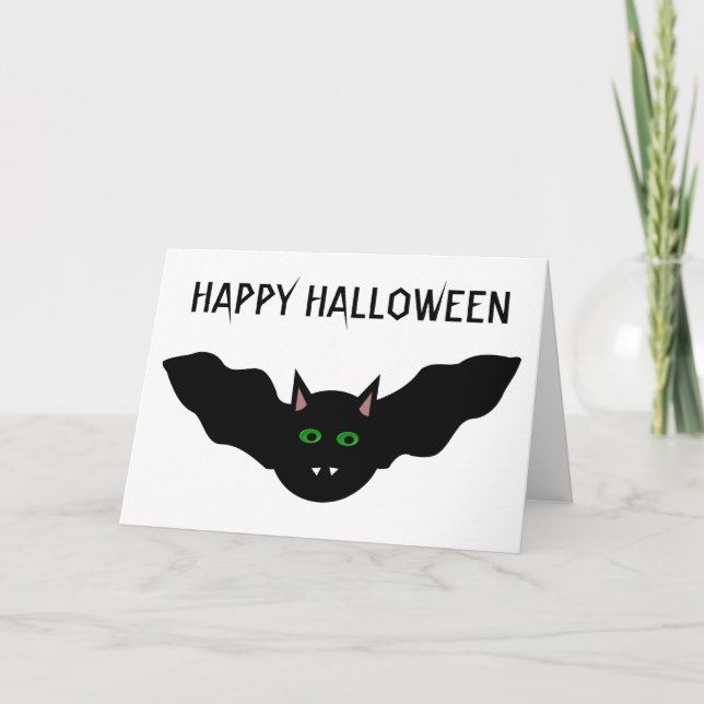 Vampire Cat Faced Fladdermus Halloween Anpassnings Kort (Framsida)