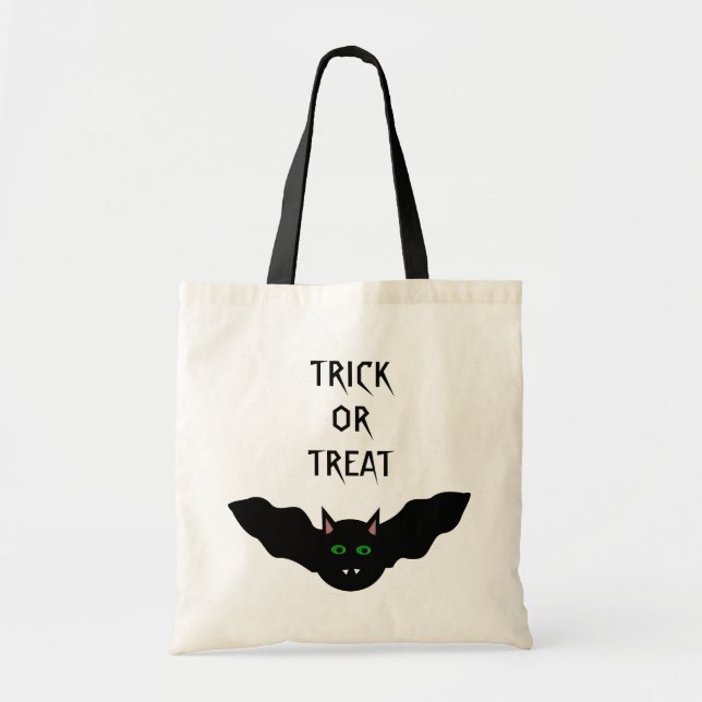 Vampire Cat Faced Fladdermus Halloween Bus eller g Tygkasse (Framsidan)