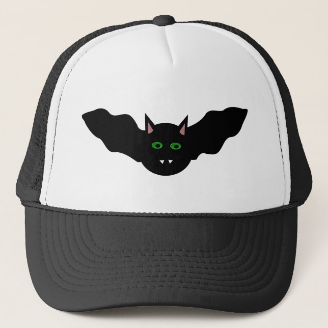 Vampire Cat Faced Fladdermus Halloween Hat Truckerkeps (Framsida)