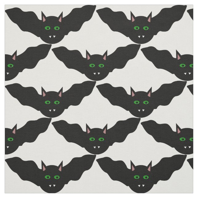 Vampire Cat Faced Fladdermus Halloween mönstrad Fa Tyg (Provkarta)