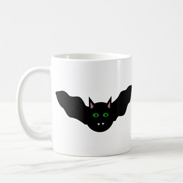 Vampire Cat Faced Fladdermus Halloween Mugg (Vänster)