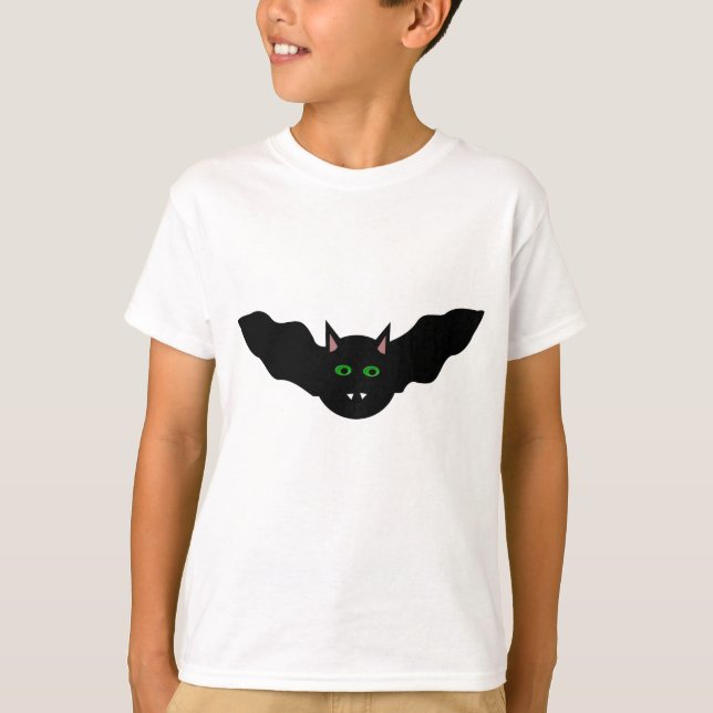 Vampire Cat Faced Fladdermus Halloween T Shirt (Framsida)