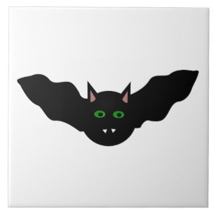 Vampire Cat Faced Fladdermus Halloween Tile Kakelplatta