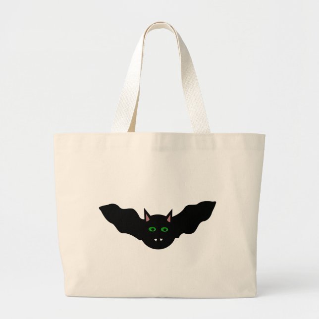 Vampire Cat Faced Fladdermus Halloween Tote Bag Jumbo Tygkasse (Framsidan)