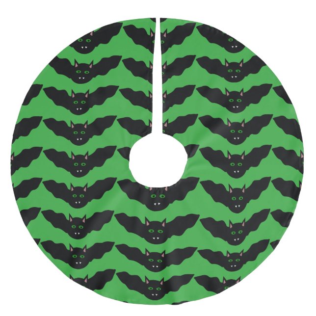 Vampire Cat Faced Fladdermus Halloween Träd Skirt Julgransmatta Borstad Polyester (Framsidan)