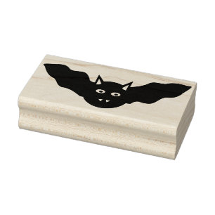 Vampire Cat Faced Fladdermus Halloween Wood Art Fr Stämpel