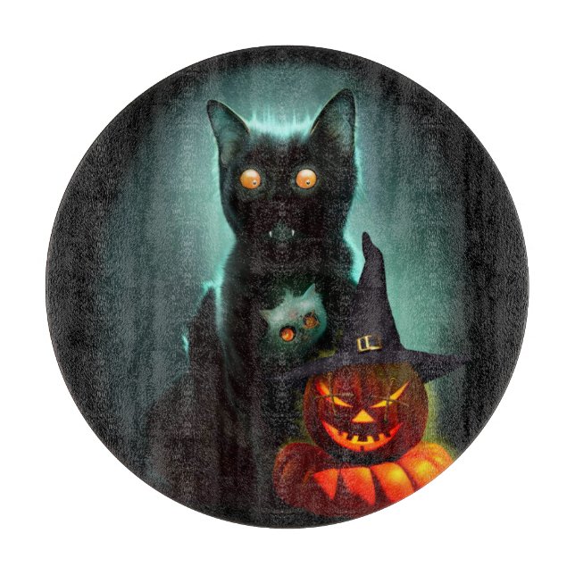 Vampire Cat och Wizard Pumpkin Halloween Surreal (Framsidan)