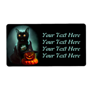 Vampire Cat och Wizard Pumpkin Halloween Surreal Fraktsedel