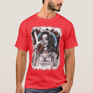 Vampire Costume For Woman Gothic Design Halloween T Shirt
