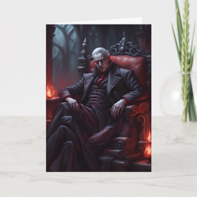 Vampire Count Seated Halloween Helgkort (Framsida)
