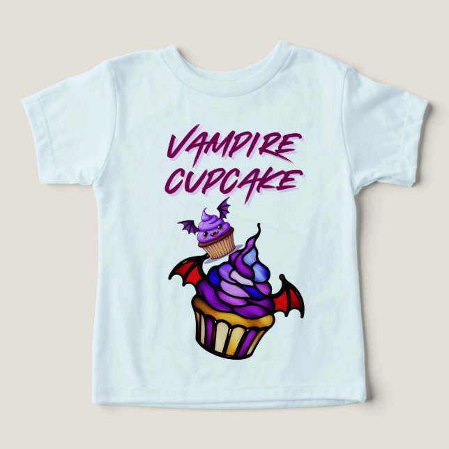 Vampire Cupkaka Kids Halloween T-Shirt - Cute Cupc (Design Framsida)
