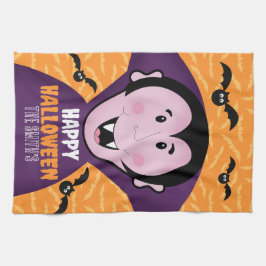 Vampire Dracula Fladdermus Kids Cute Happy hallowe Kökshandduk