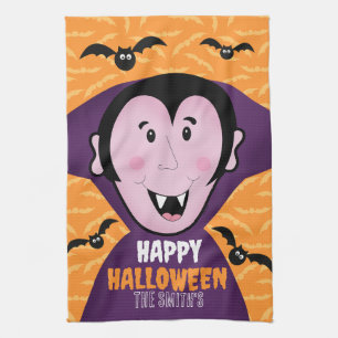 Vampire Dracula Fladdermus Kids Cute Happy hallowe Kökshandduk