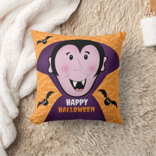 Vampire Dracula Fladdermus Kids Cute Happy hallowe Kudde