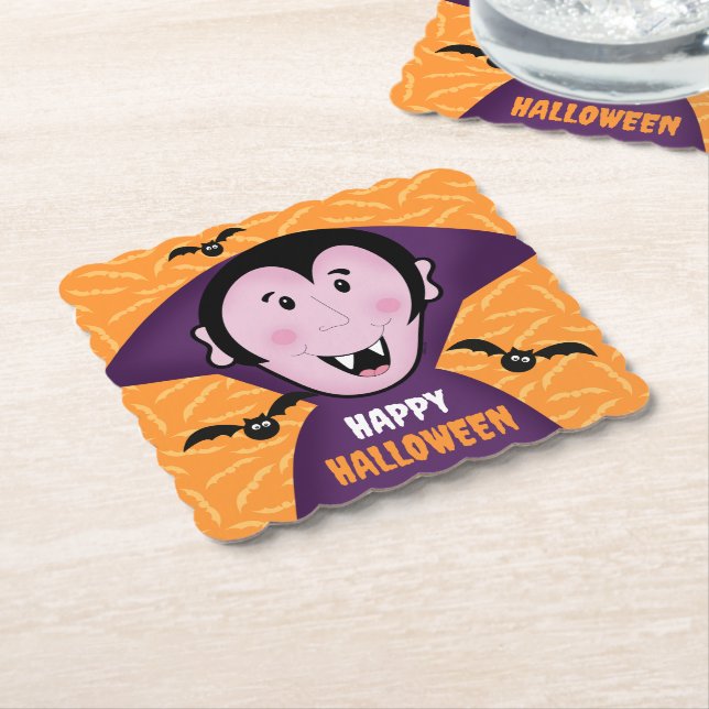 Vampire Dracula Fladdermus Kids Cute Happy hallowe Underlägg Papper (Vinklad)
