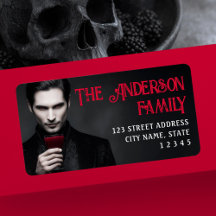 Vampire drinking blood Halloween return address