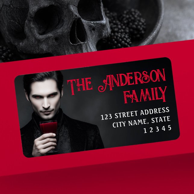 Vampire drinking blood Halloween return address Adressetikett (Vampire drinking blood Halloween return address Label)