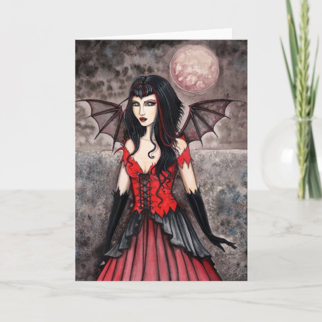 Vampire Fairy Gothic Halloween Card Kort (Framsida)