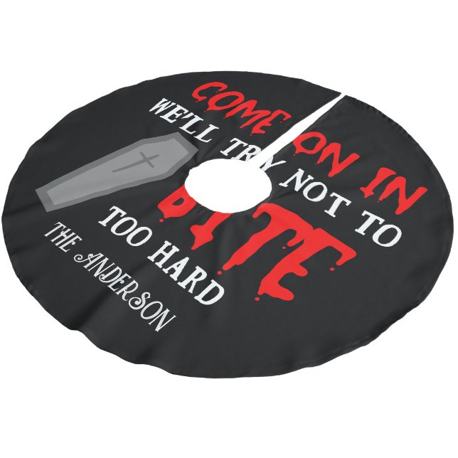 Vampire Family Halloween Red Blood Coffin Anpassni Julgransmatta Borstad Polyester (Vinklad)