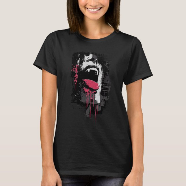 Vampire Fangs Design T Shirt (Framsida)