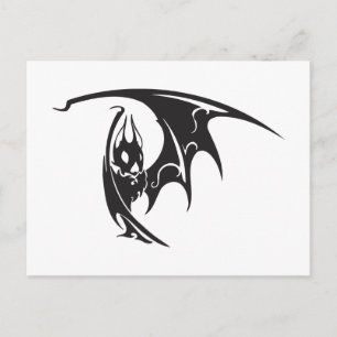 Vampire Fladdermöss Tattoo Stil Artwork Black Whit Vykort
