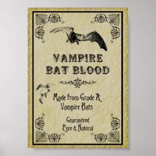 Vampire Fladdermus Blood Halloween-utskrift Poster