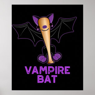 Vampire Fladdermus Funny Baseball Pun Mörk BG Poster