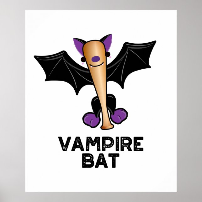 Vampire Fladdermus Funny Baseball Pun Poster (Framsidan)