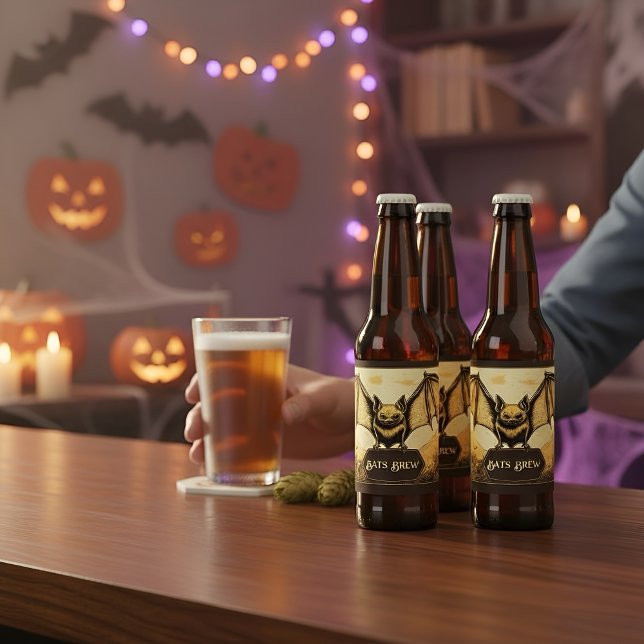 Vampire fladdermus guld ölflaska etikett (Skapare uppladdad)