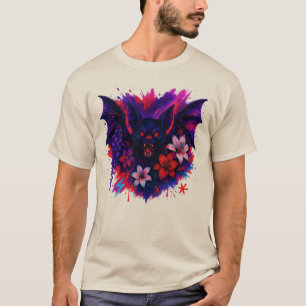 Vampire Fladdermus Neon Halloween Art T Shirt