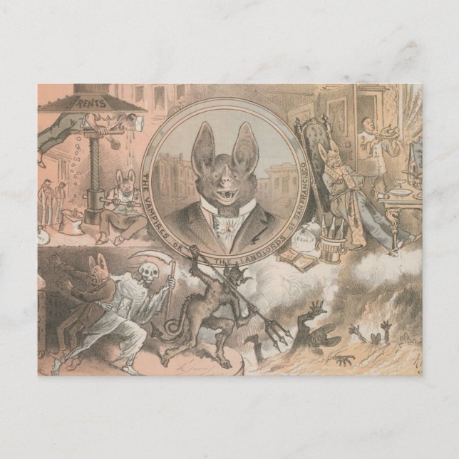 Vampire Fladdermus Porträtt Vykort (Framsida)