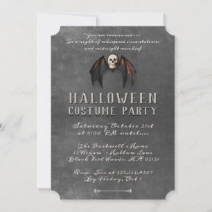 Vampire Fladdermus Vingar Skull Halloween fest Inbjudningar