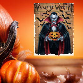 Vampire Fladdermus Vintage Stil Halloween Newspape Poster