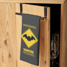 Vampire Fladdermus Warning Halloween Kökshandduk