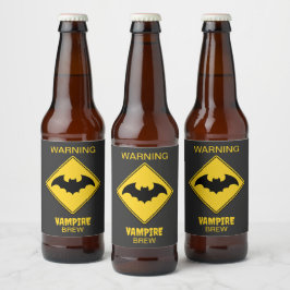 Vampire Fladdermus Warning Halloween Ölflaska Etikett
