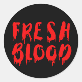 Vampire Fresh Blood Halloween-drycketikett Runt Klistermärke