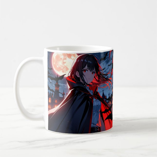 Vampire Girl Mugg - Anime Halloween Coffee Mugg (Vänster)