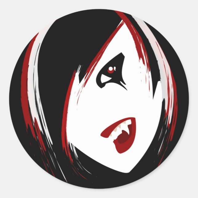Vampire Girl Stickers Runt Klistermärke (Framsida)