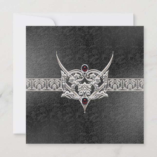 Vampire Goth Faux Leather Jeweled Bröllop Inbjudningar (Framsida)