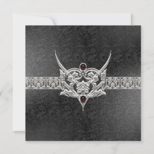 Vampire Goth Faux Leather Jeweled Bröllop Inbjudningar