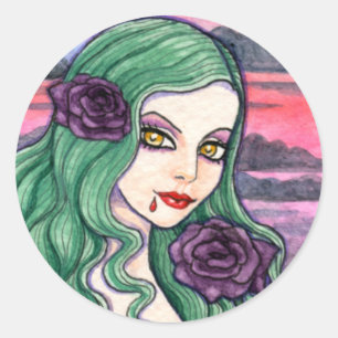Vampire Gothic Sticker av Ann Howard Runt Klistermärke