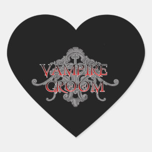 Vampire Groom Heart Sticker Hjärtformat Klistermärke