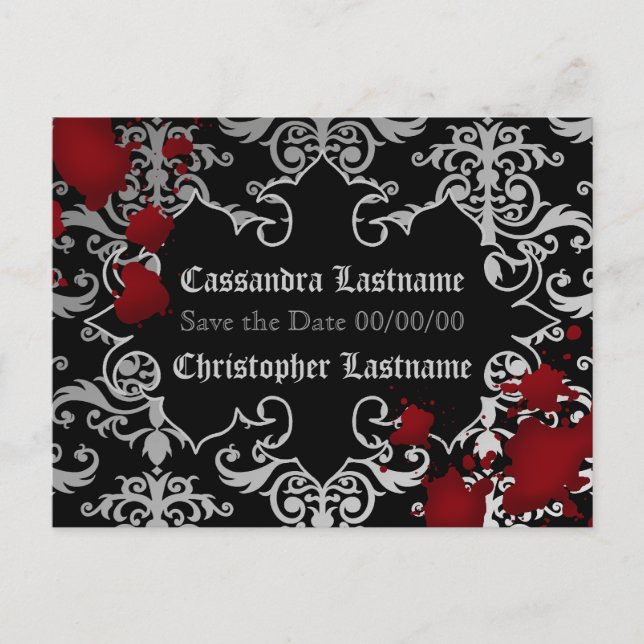 Vampire Halloween bröllop | Spara datumet Meddelande Vykort (Framsida)