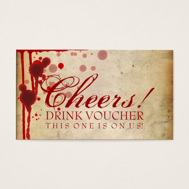 Vampire Halloween Drink Voucher Fake Blood Red Visitkort (Framsidan)