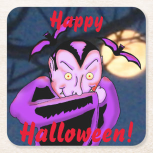 Vampire Halloween Underläggs Underlägg Papper Kvadrat