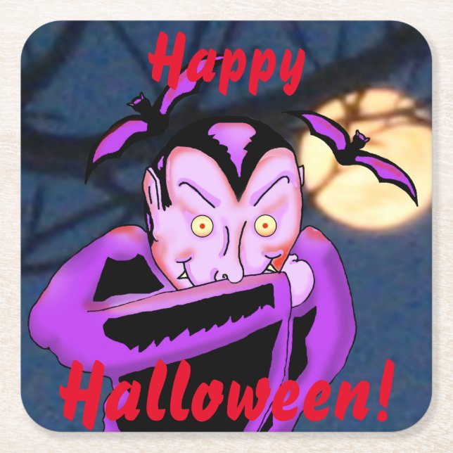 Vampire Halloween Underläggs Underlägg Papper Kvadrat (Framsidan)