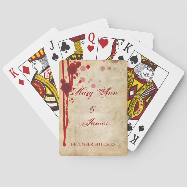 Vampire Halloween Wedding Favor Fake Blood Red Spel Kort (Baksidan)