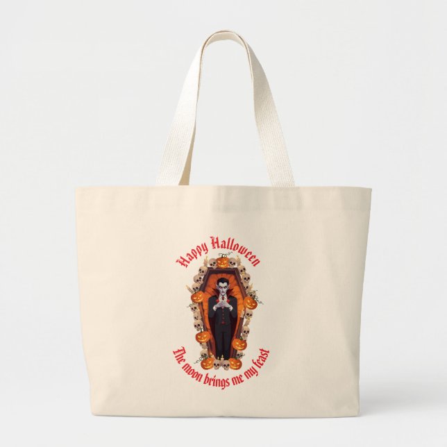 Vampire Halloween White Tote-säck 🧛 ‍ ♂️ 🤍 Jumbo Tygkasse (Framsidan)