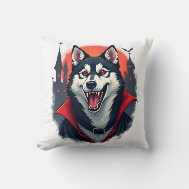 Vampire Husky Bett Kudde (Framsida)